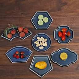 陶瓷复古中式水果盘点心盘创意茶桌装饰家用茶点盘干果餐厅糕点盘
